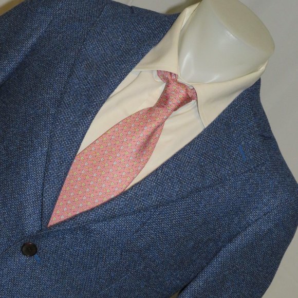 Suitsupply Hudson Fratelli Silk Cashmere Blue Weave Two Button Blazer 38R - Picture 4 of 12